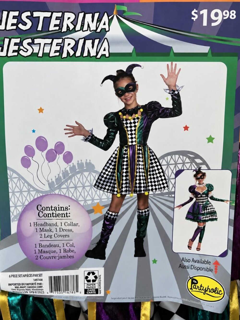 Partyholic Girl's Jesterina Halloween Costume